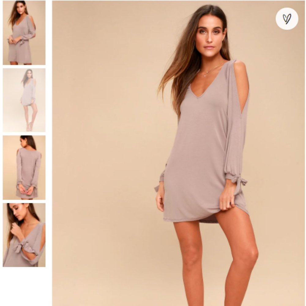 NWT Lulus Mauve V Neck Shift Dress with Open Arm Sleeves